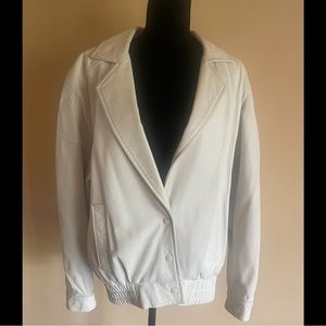 Vakko Vintage White Leather Jacket Medium
